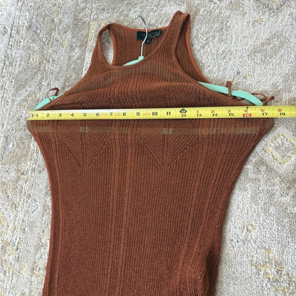 Ted Baker Women Brown Metallic Finish Racerback Tank Top - Picture 10 of 12